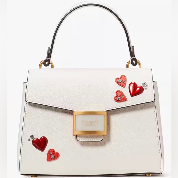 NWT-Kate Spade-Katy-Heart❤️Embellished-Small Top Handle Bag-Dust Bag-$398 - Picture 11 of 16